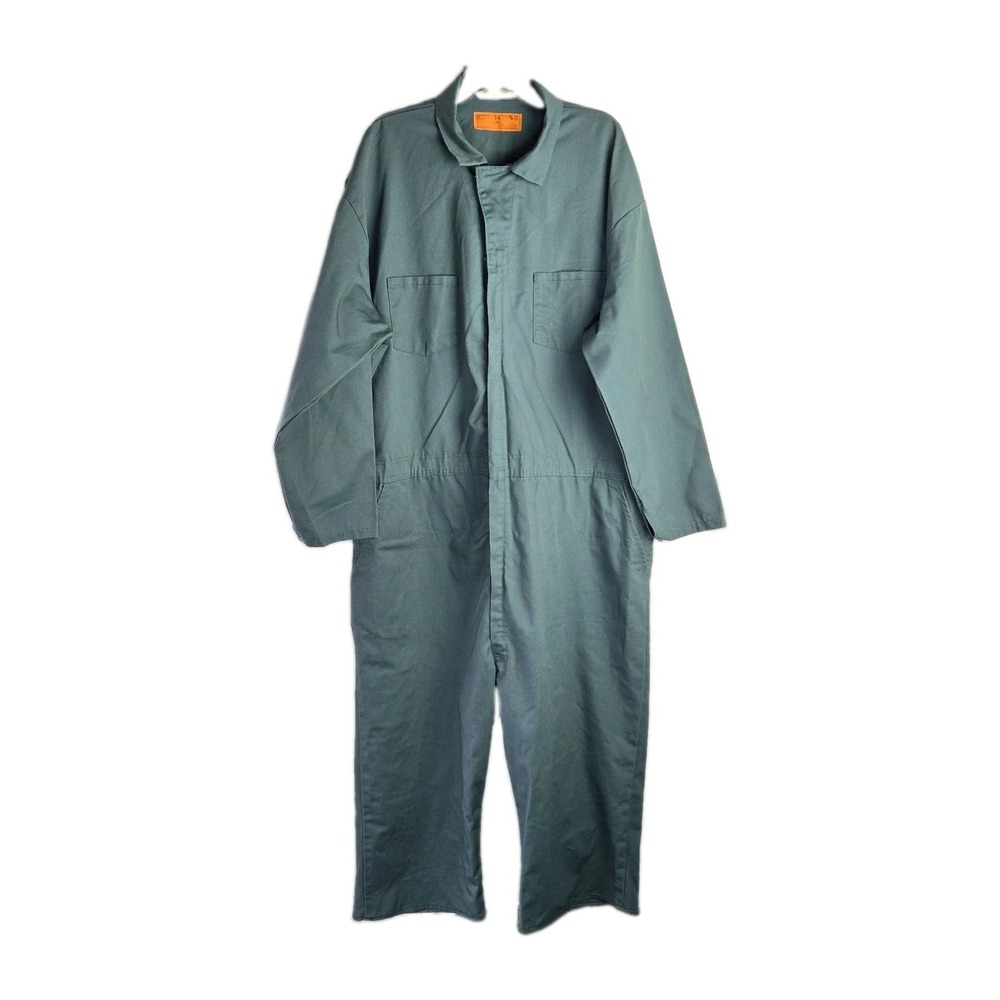 Vintage 80s Engineered Work Garments Mechanic Coveralls Mens 56 Green USA Hemmed